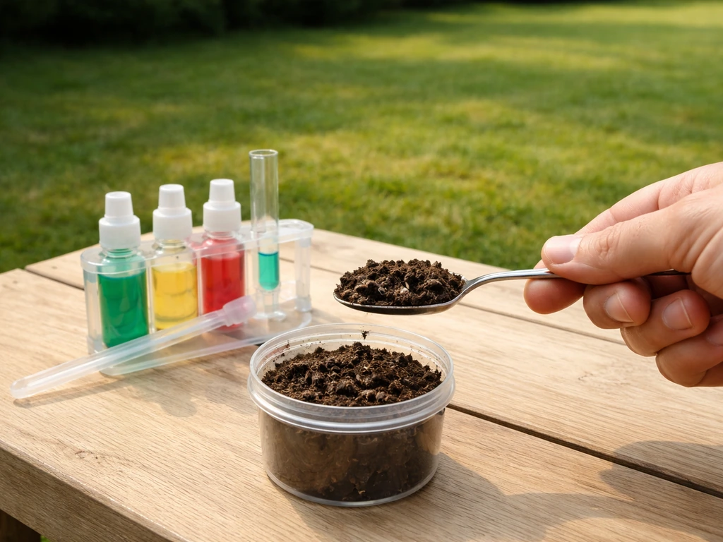 Kit de test de pH et prélèvement de terre du gazon sur sol, prêt pour un diagnostic avant chaulage.